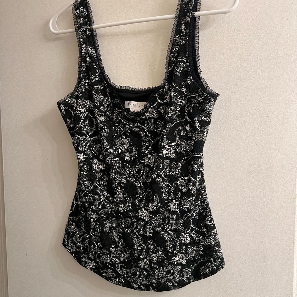 Black and White Women's fitted bodice style top.
